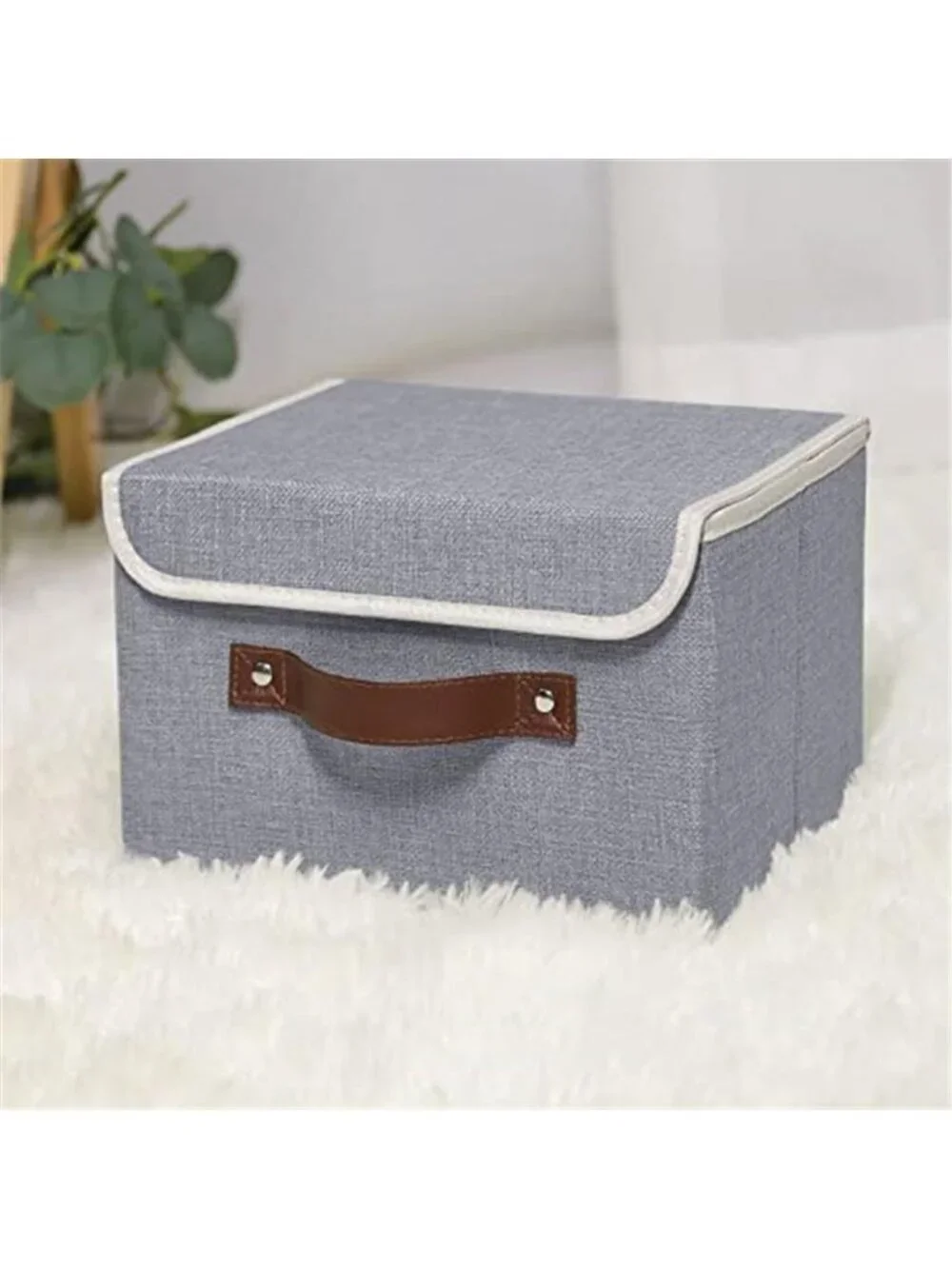 Fabric Storage Box Bins with Lids, Gray, 10